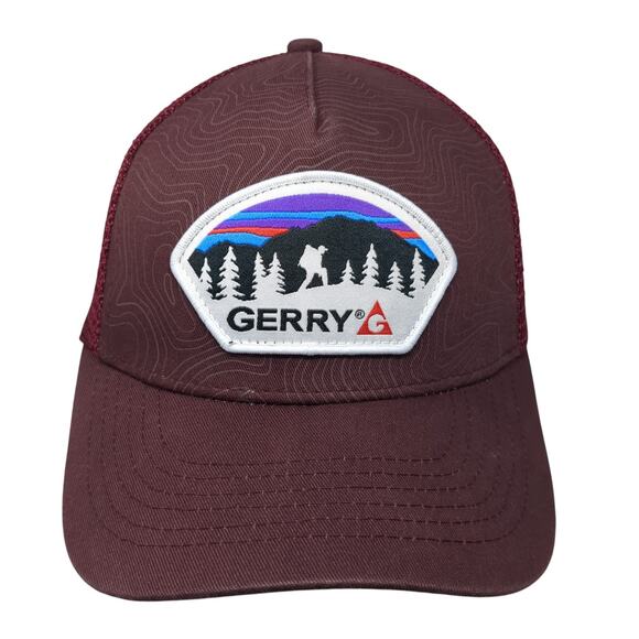 Gerry Patch Fitted Trucker Hat Red Medium Mesh Back Solid Outdoor - Picture 1 of 10
